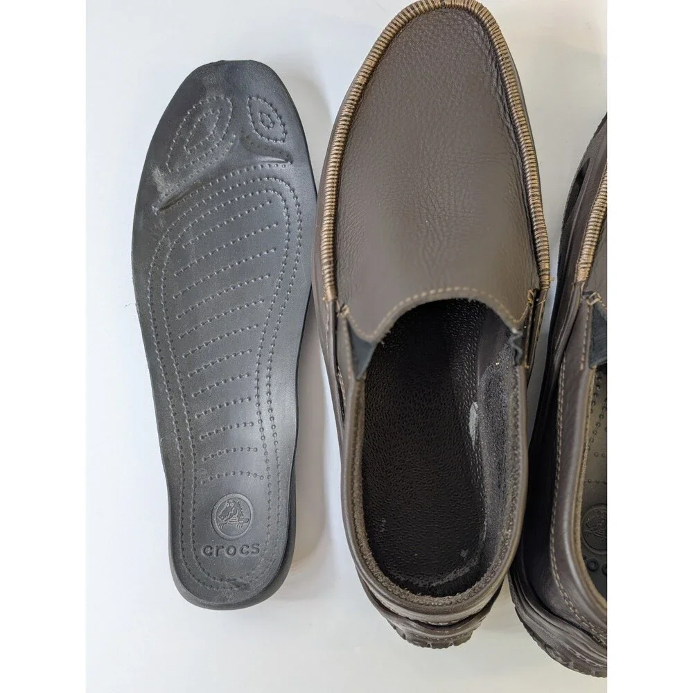 Crocs Tideline Sport Leather Loafers Men’s Size 11 Espresso Dark Brown #12197